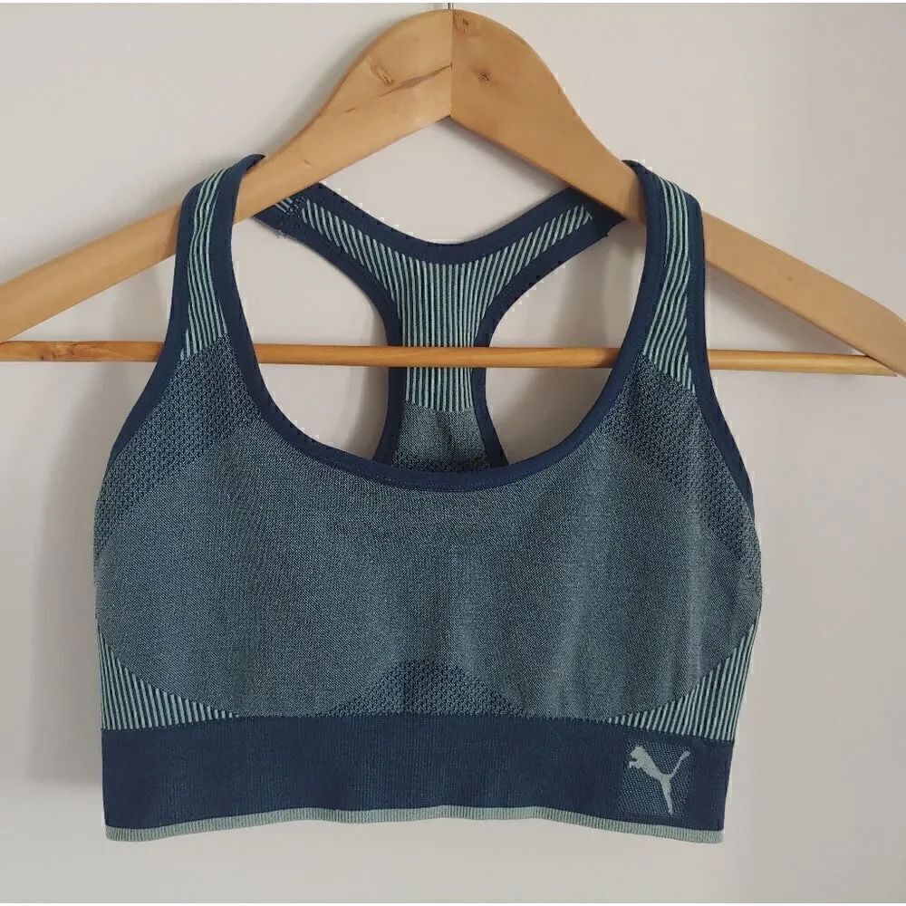 Puma Women's Sports Bra Dark and Light Blue Size M